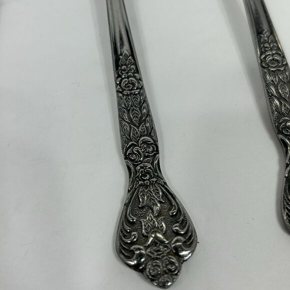 Versailles Stainless Serving Spoons Slotted MCM 8" MSI Flatware Japan Floral - Picture 4 of 13